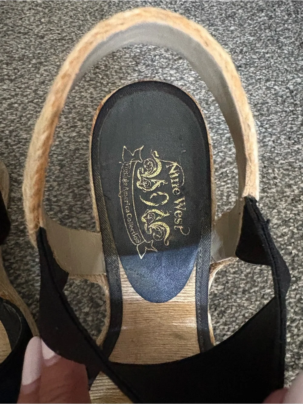 Nine West Black Wedge Espadrille Sandals